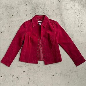 COLDWATER CREEK 100% Leather Snap-Front Red Blazer Women's Size PS
